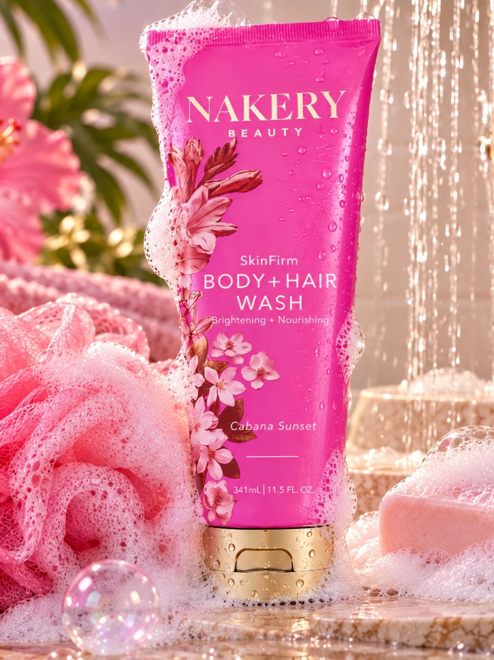 NAKERY Beauty SkinFirm Body + Hair Wash — Cabana Sunset 11.5 OZ / 341ml NEW 🌺